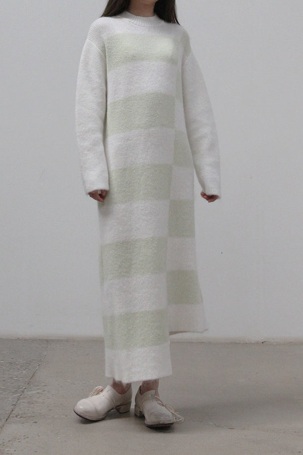 SWAYING/KNIT Irregular Mohair Dress SW212LS04 White/Light Green